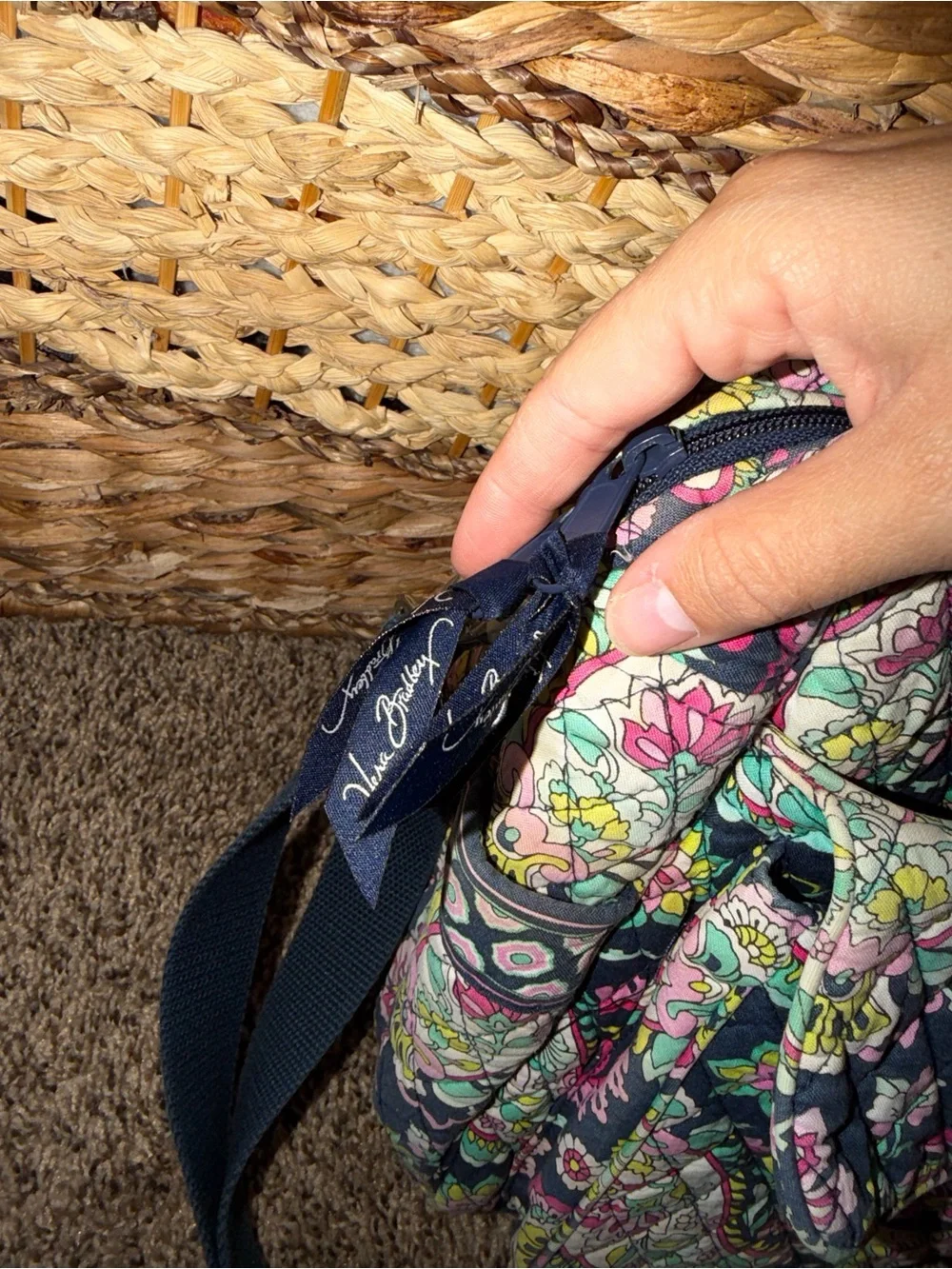 Vera Bradley Navy Floral Paisley Quilted Diaper Bag